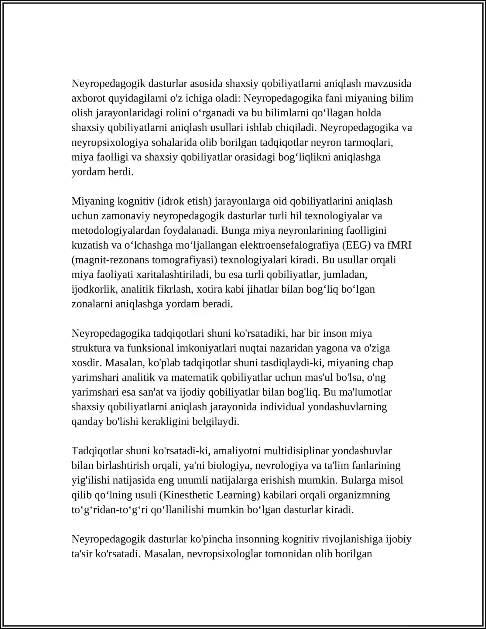 NEYROPEDAGOGIK DASTURLAR ORQALI O'QUVCHILARINING SHAXSIY QOBILIYATLARINI ANIQLASH 4