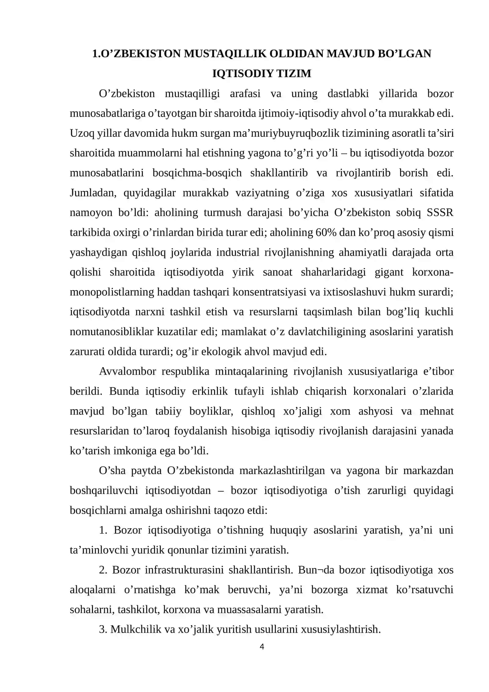 O’zbekistonda bozor iqtisodiyotiga o’tishning bosqichlari 4