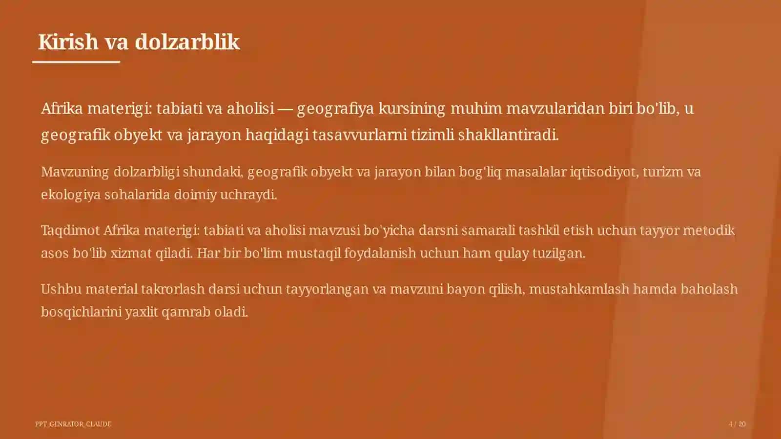 Afrika materigi: tabiati va aholisi (7-sinf) 4