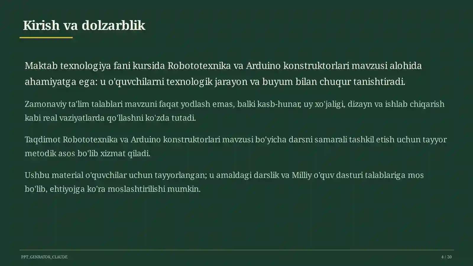 Robototexnika va Arduino konstruktorlari (9-sinf) 4