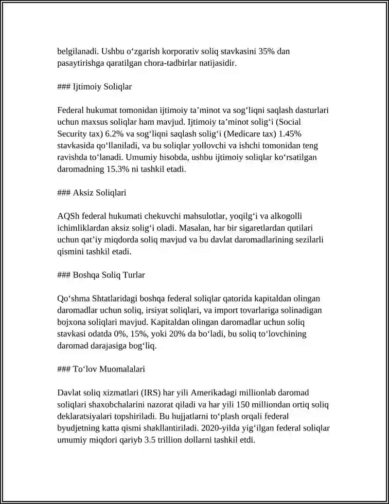 AMERIKA QO‘SHMA SHTATLARI SOLIQ TIZIMI VA UNING O‘ZIGA XOS XUSUSIYATLARI 4