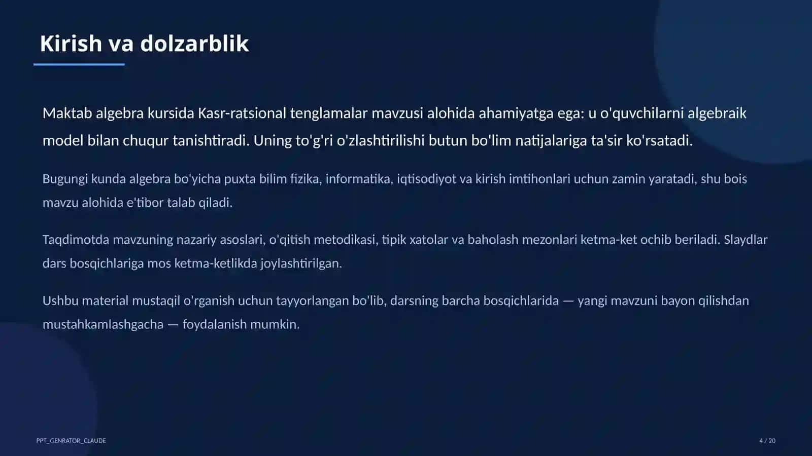 Kasr-ratsional tenglamalar (8-sinf) 4