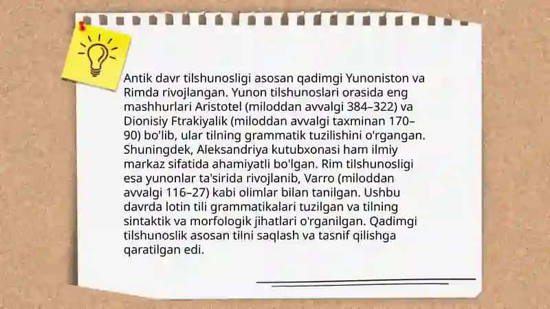 Tilshunoslik tarixidagi yo'nalishlar va maktablar 4