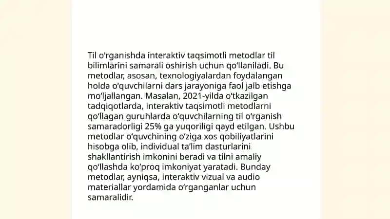 Zamonaviy chet tili oʻquv jarayonini tashkil etish texnologiyalari, metod va usullar 4
