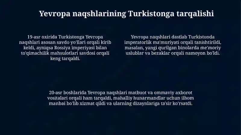 Turkiston naqshlarida Yevropa ta'siri 4