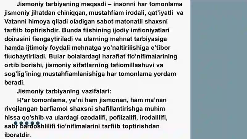 JISMONIY TARBIYA MOHIYATI VA VAZIFALARI. JISMONIY TARBIYA VOSITALARI 4