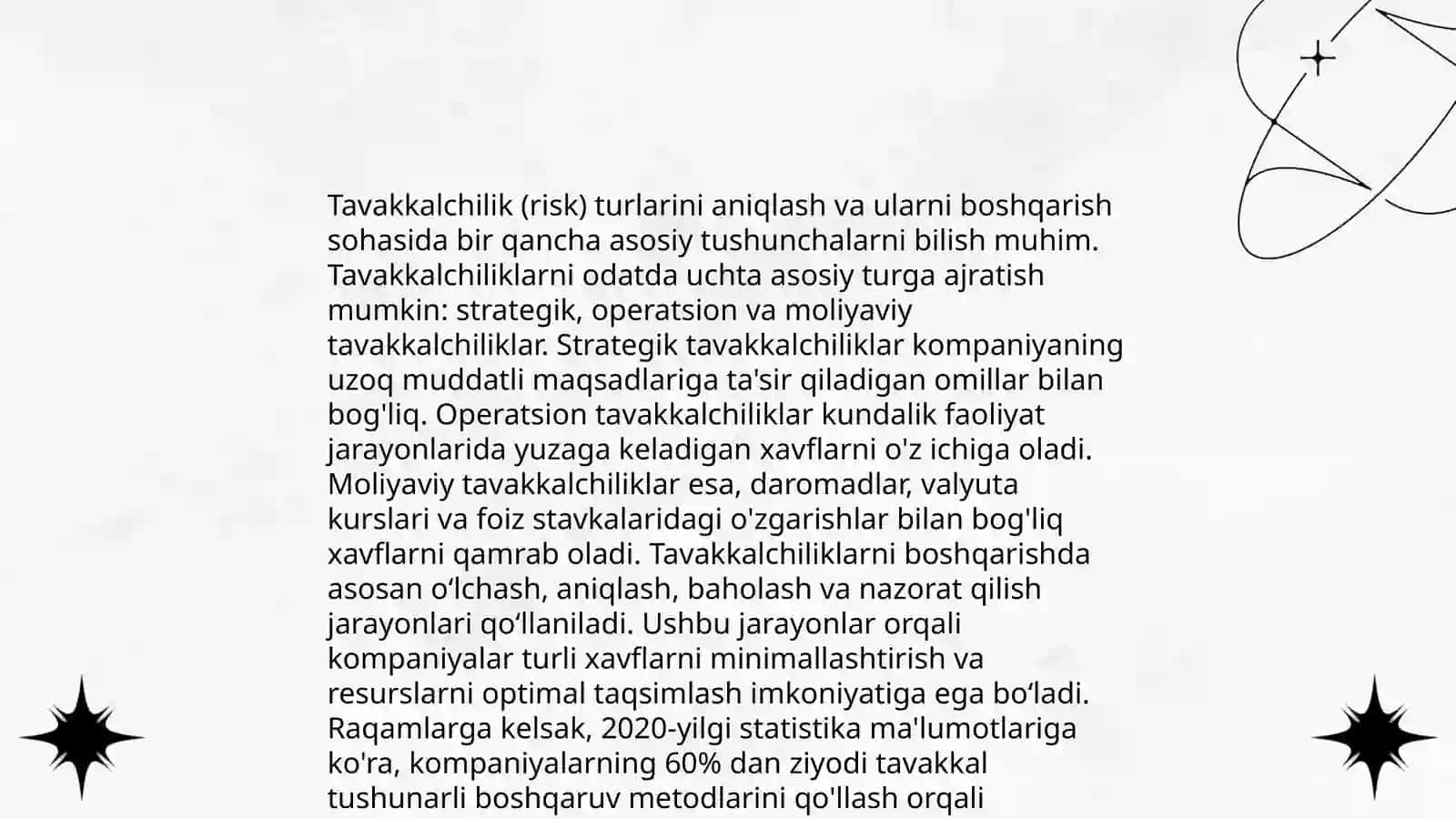 Tavakkalchilik tushunchasi va uning moliyalashtirishdagi o‘rni 4