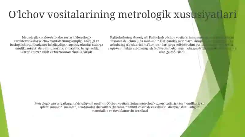 O'Lchash Vositalari. Ularning Metrologik Xaraktirestikalari 4
