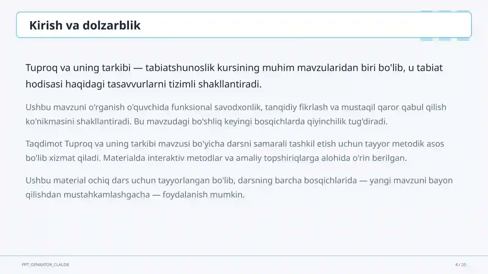 Tuproq va uning tarkibi (2-sinf) 4