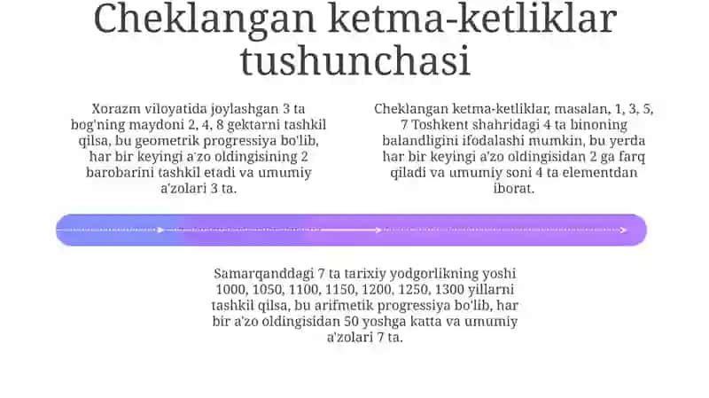 Sonli ketma-ketliklar. Arifmetik va geometrik progressiyalar 4