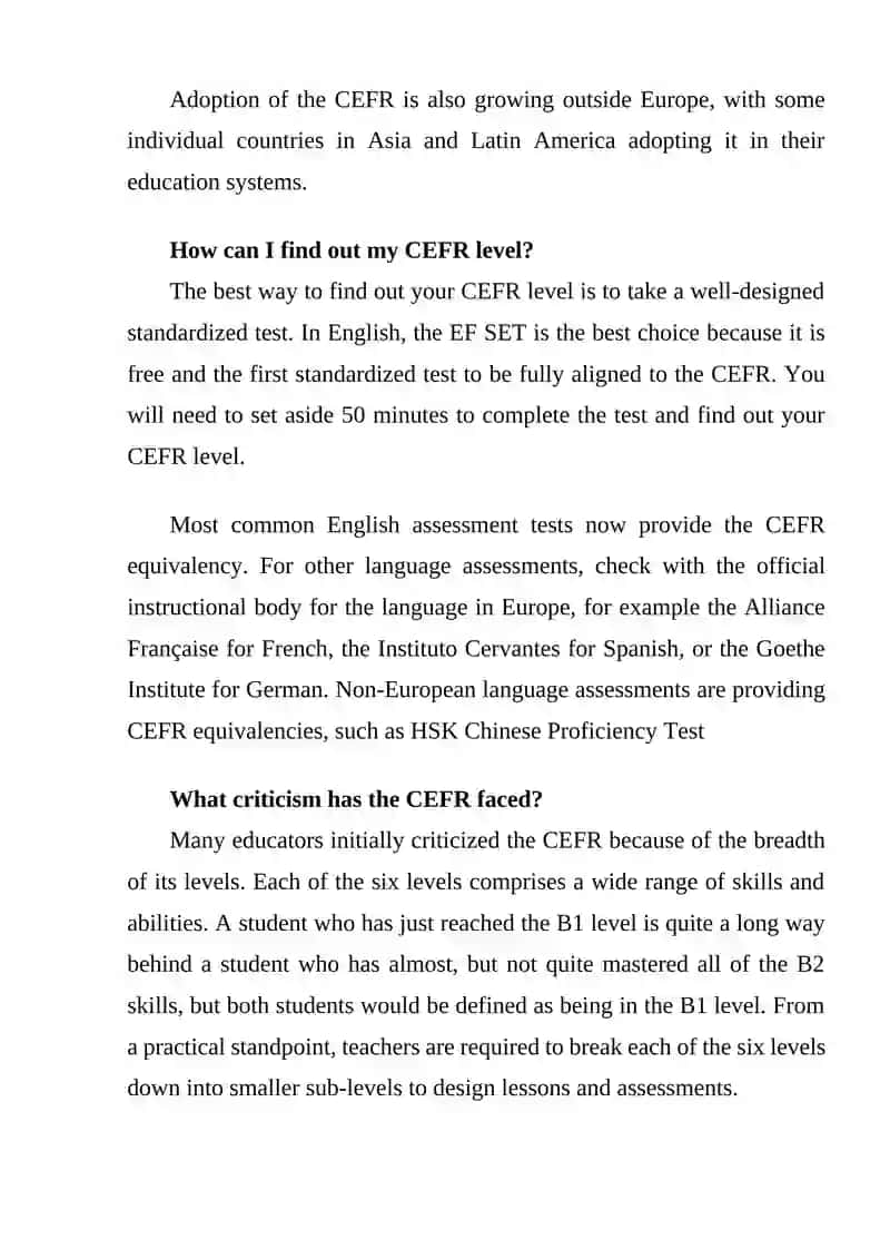 CEFR (Common European Framework of Reference for Languages) 4