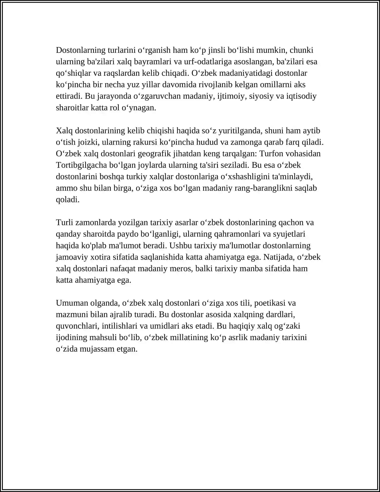 XALQ DOSTONLARINING VARIANTLARI HAQIDA REFERAT 4