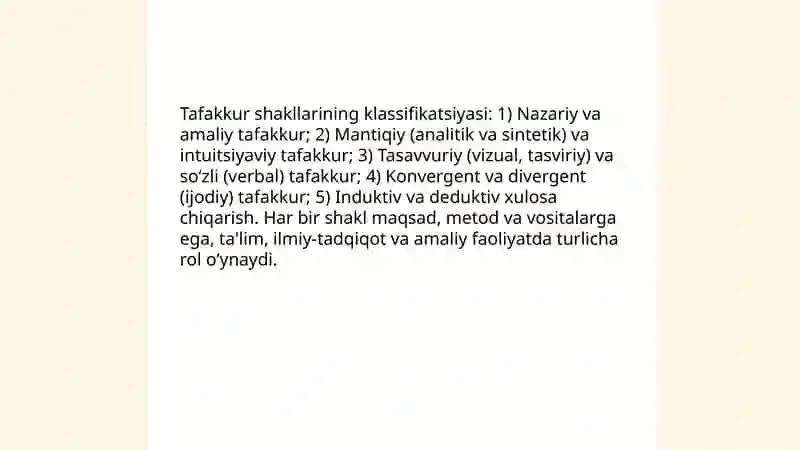 Tafakkur shakillari va tushunchasi 4