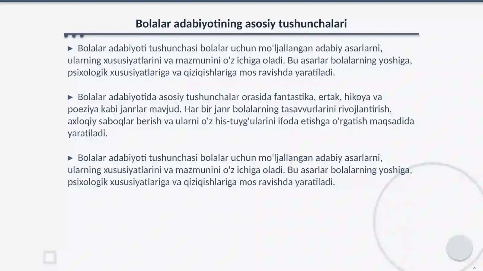 Bolalar adabiyoti fanining maqsad va vazifalari 4