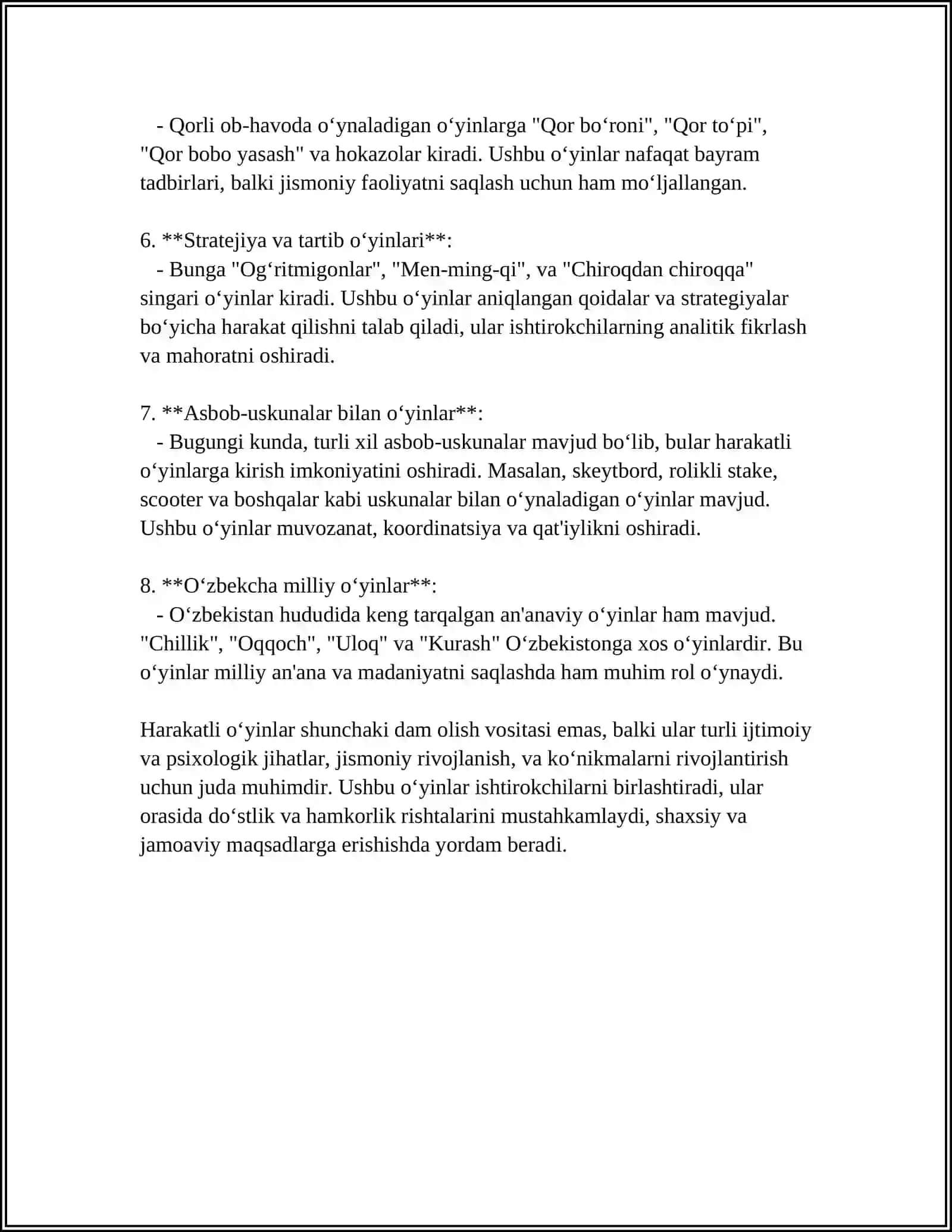 HARAKATLI O‘YINLARNI TASHKIL QILISH VA O‘TKAZISH 4