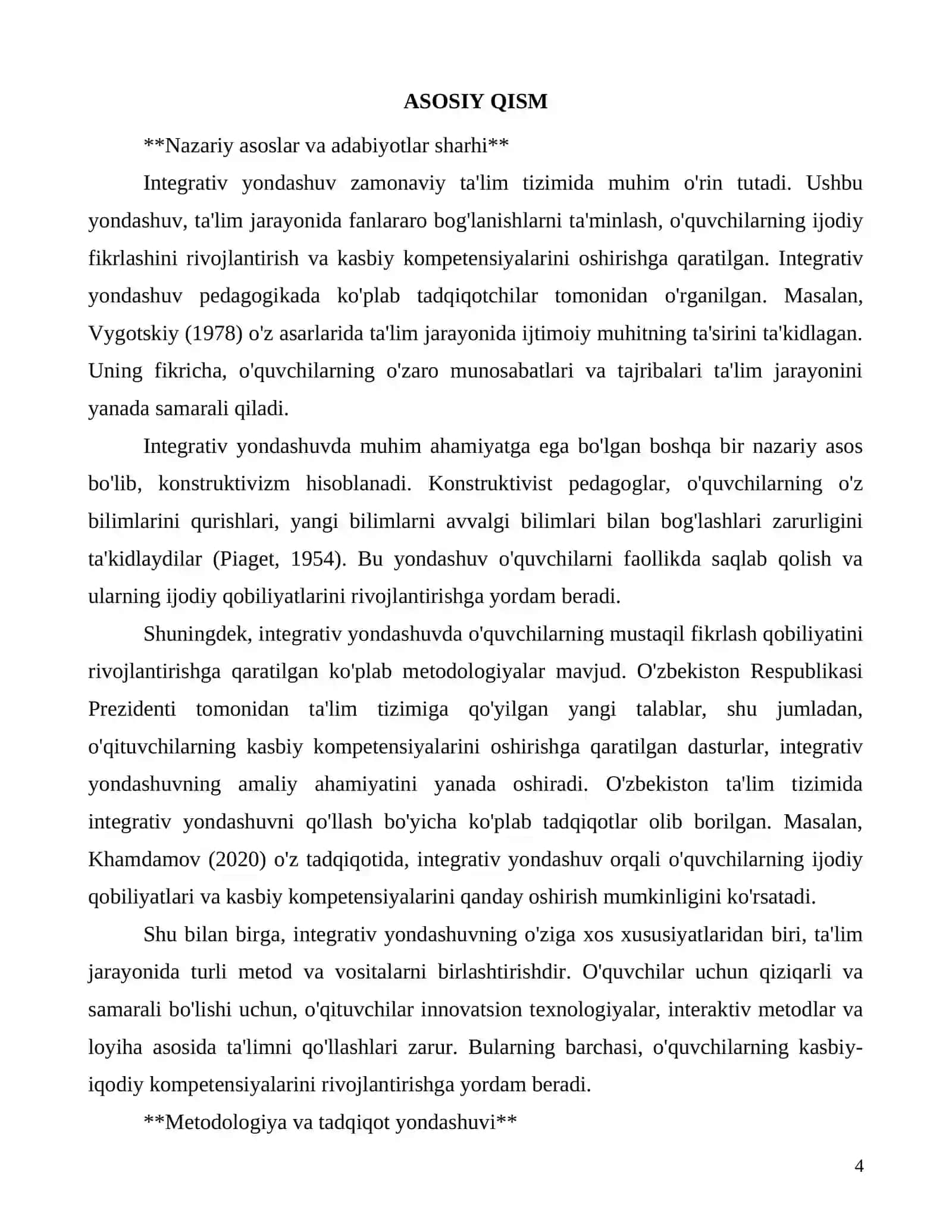 Integrativ yondashuv asosida ta'lim o'qituvchilarining kompetensiyalari 4