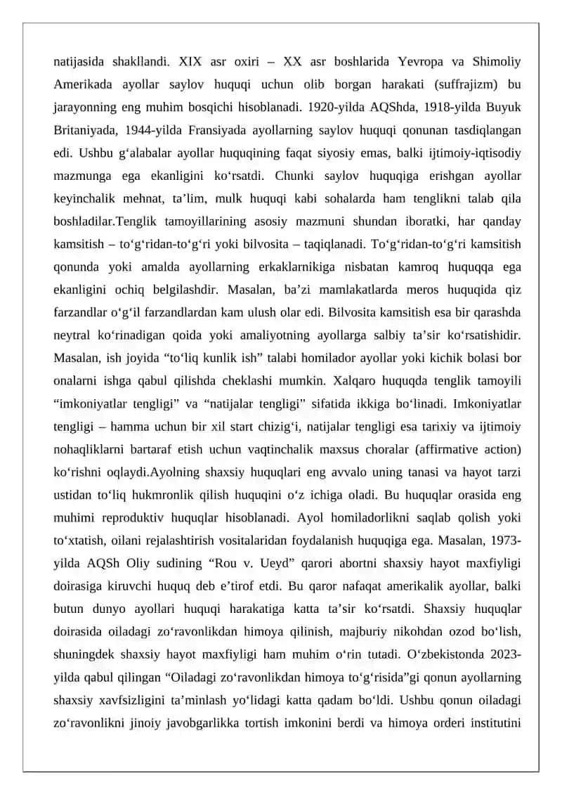 Ayollar huquqi tushunchasi va uning o‘ziga xos xususiyatlari 4