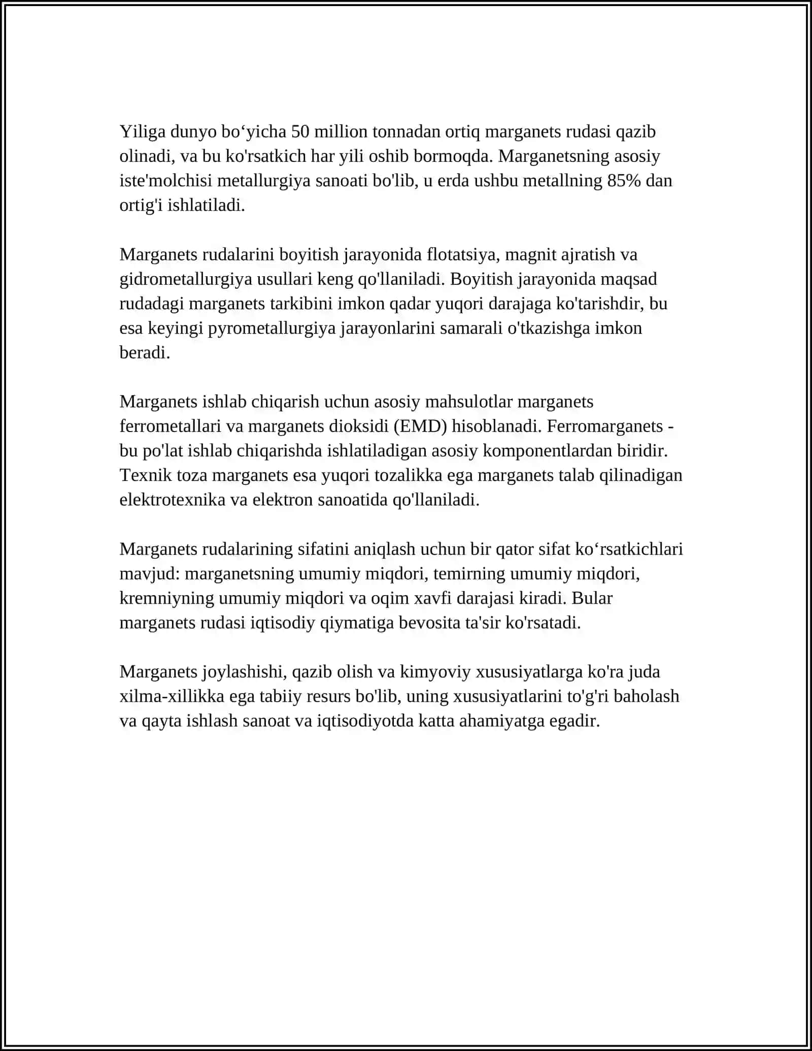 MARGANETS VA XROM MA'DANLARI KONLARI VA ULARNING SANOATDAGI AHAMIYATI 4