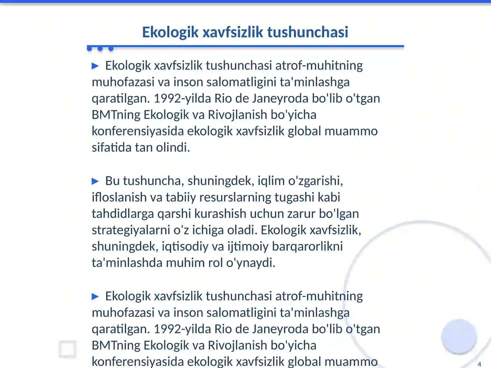 Atrof-muhitni muhofaza qilish va ekalogik xafsizlik talablari 4