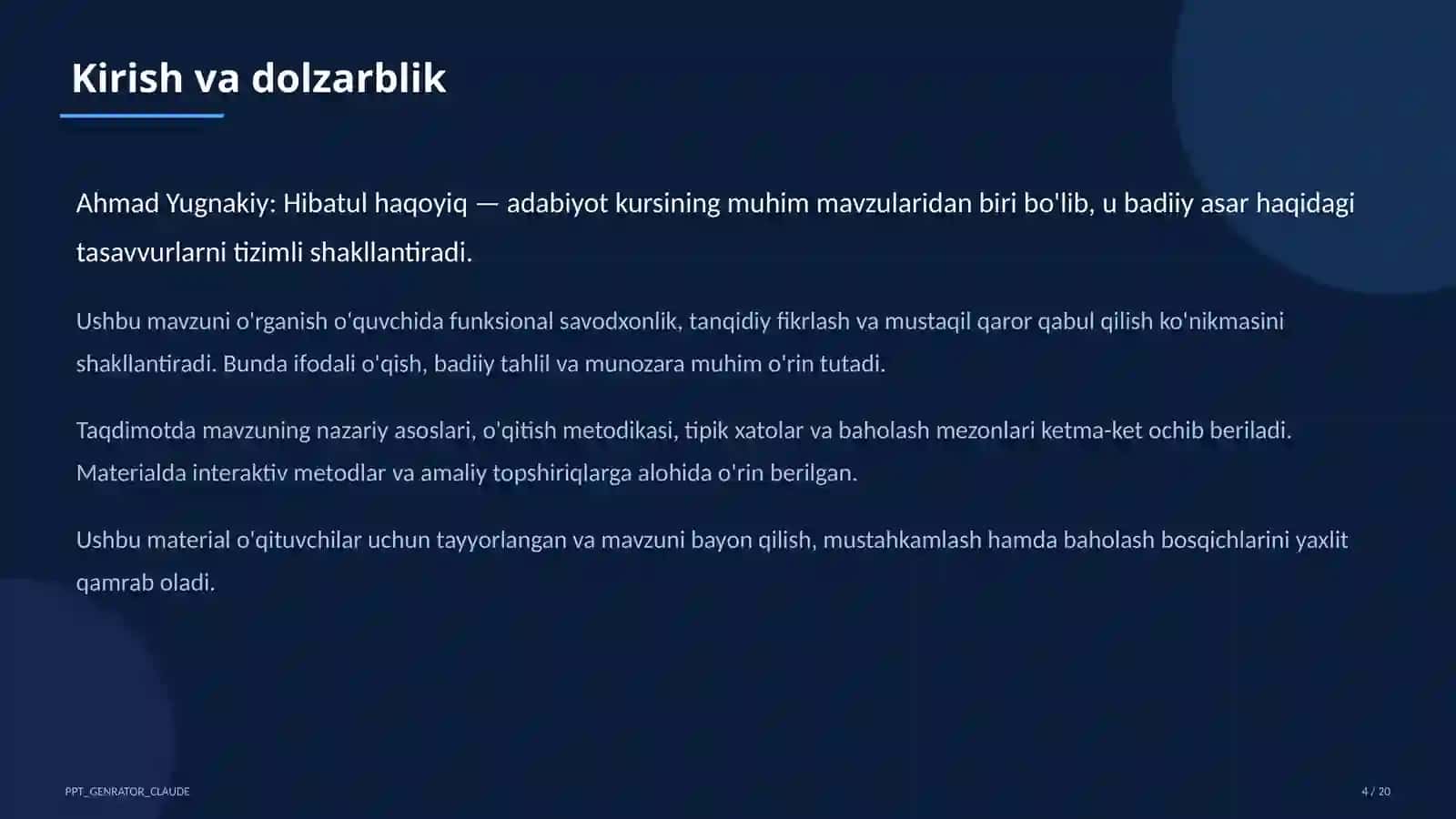 Ahmad Yugnakiy: Hibatul haqoyiq (7-sinf) 4