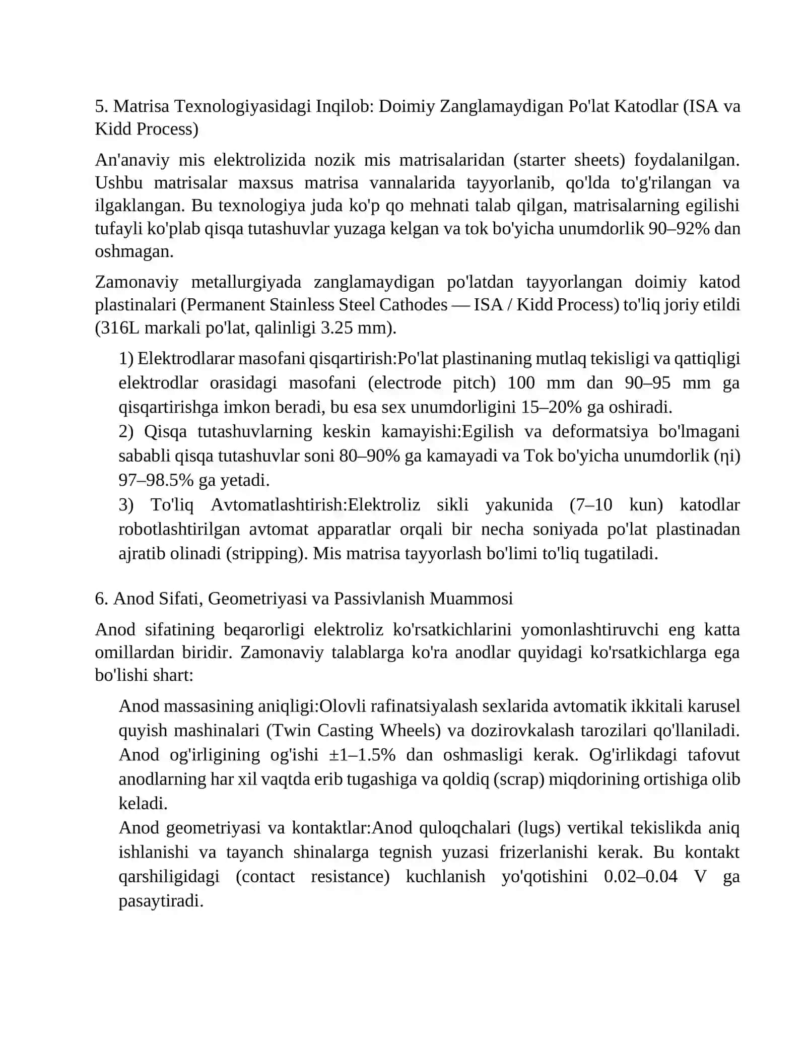 Mis elektrolizi ko‘rsatkichlari 4
