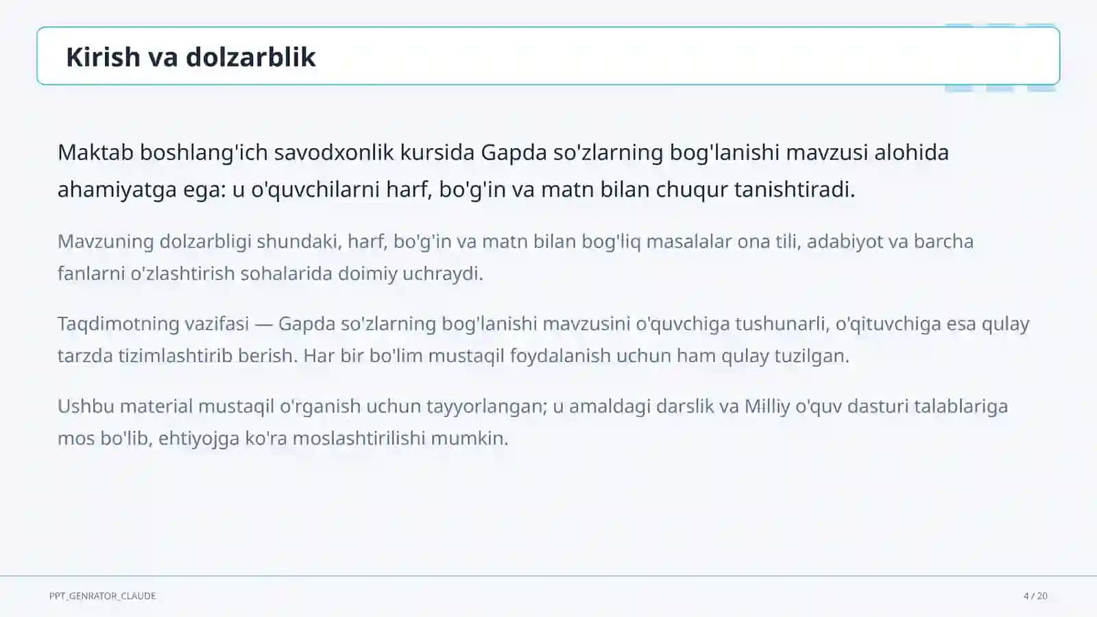 Gapda so'zlarning bog'lanishi (2-sinf) 4