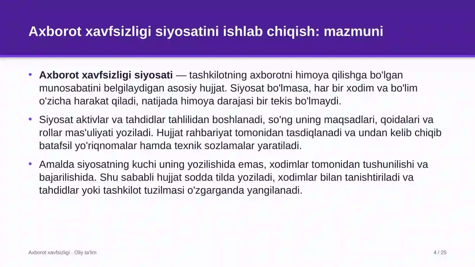 teatrlarda axborot xavfsizligi siyosatini ishlab chiqish 6922 4
