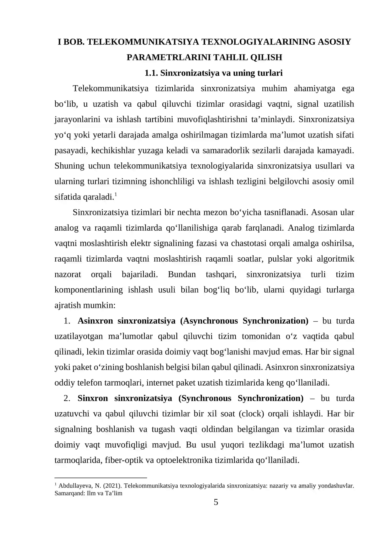 TELEKOMMUNIKATSIYA TEXNOLOGIYALARIDAGI SINXRONIZATSIYA, SAMARADORLIK, QUVVAT, O‘LCHAM, OG‘IRLIK, NARXLARNI O‘RTASIDAGI TAFOVUTLARNI ANIQLASH 4
