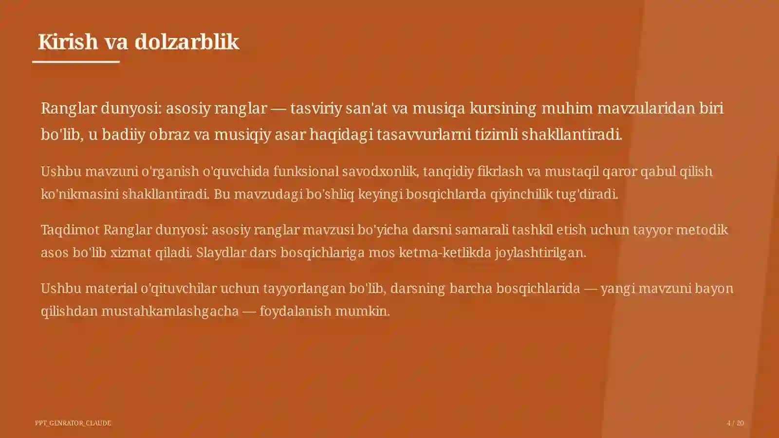 Ranglar dunyosi: asosiy ranglar (1-sinf) 4