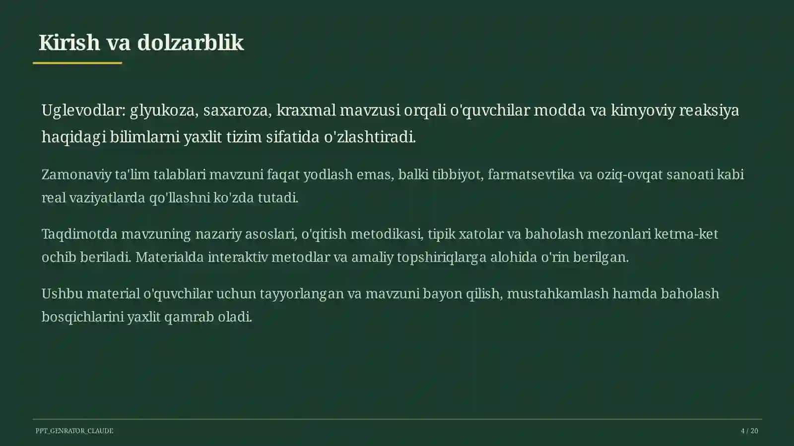 Uglevodlar: glyukoza, saxaroza, kraxmal (11-sinf) 4