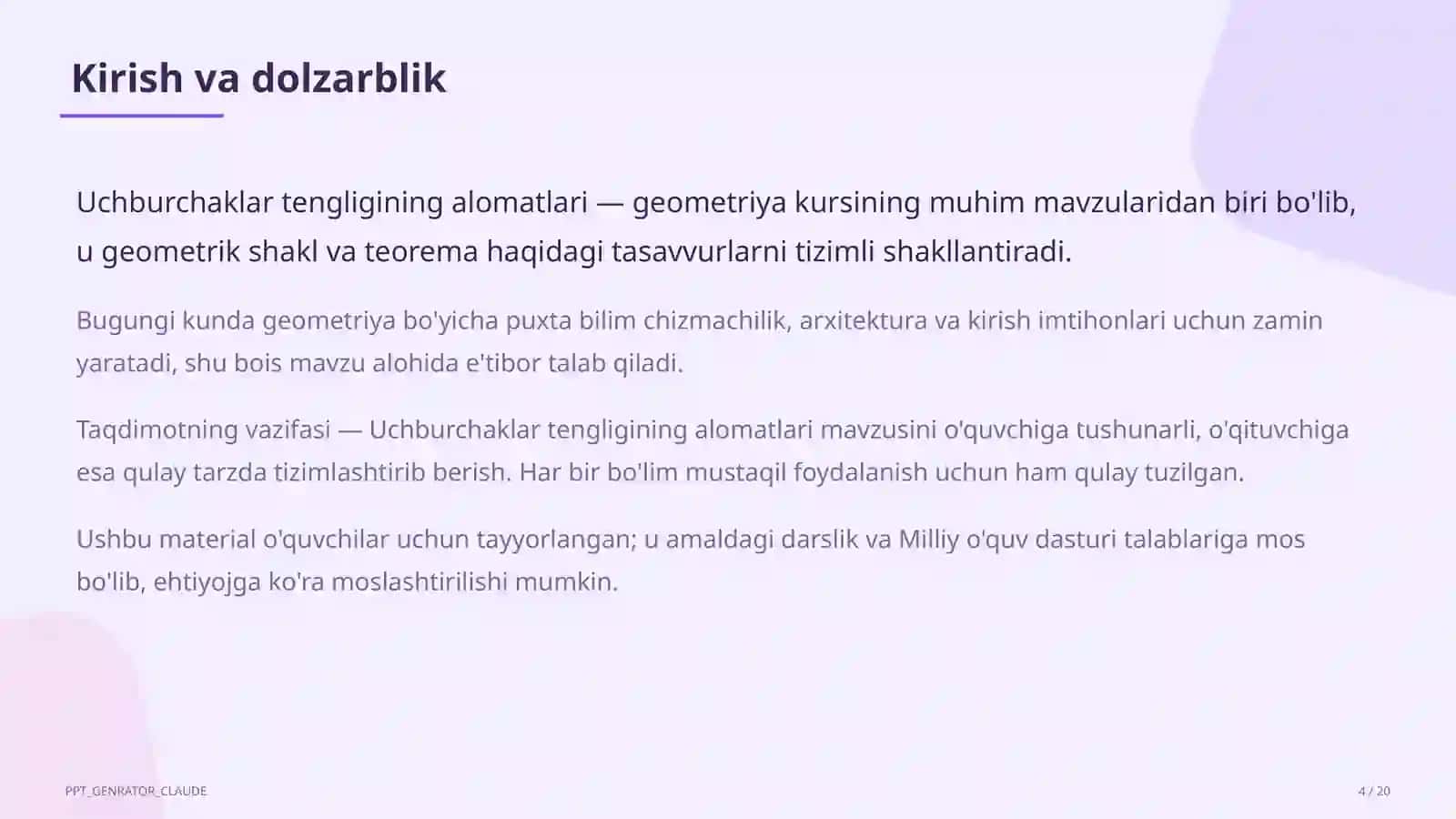 Uchburchaklar tengligining alomatlari (7-sinf) 4