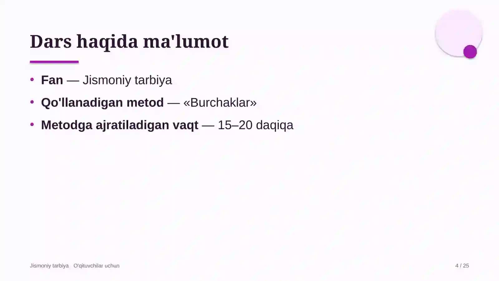 jismoniy tarbiya darslarida burchaklar metodidan foydalanish 6303 4