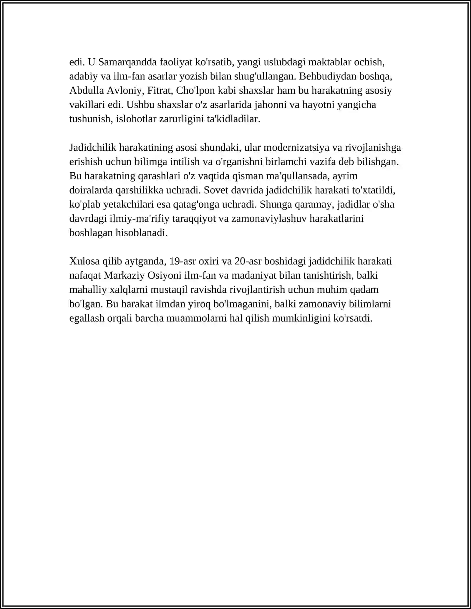 JADID MA'RIKATPARVARLARINING O'LKA IJTIMOIY HAYOTIDA TUTGAN O'RNI 4