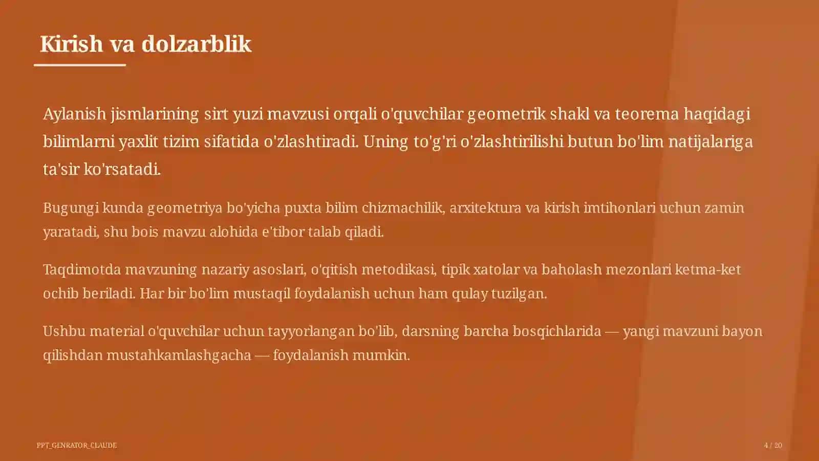 Aylanish jismlarining sirt yuzi (11-sinf) 4