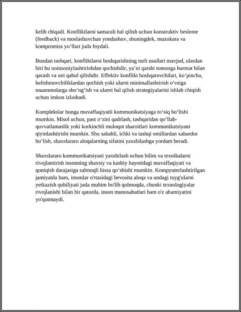 Shaxslararo munosabatlar va konfliktlar 4