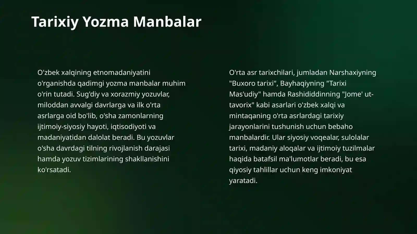 O'zbek xalqning etnomadaniyatiga oid eng muhim manbalar 4