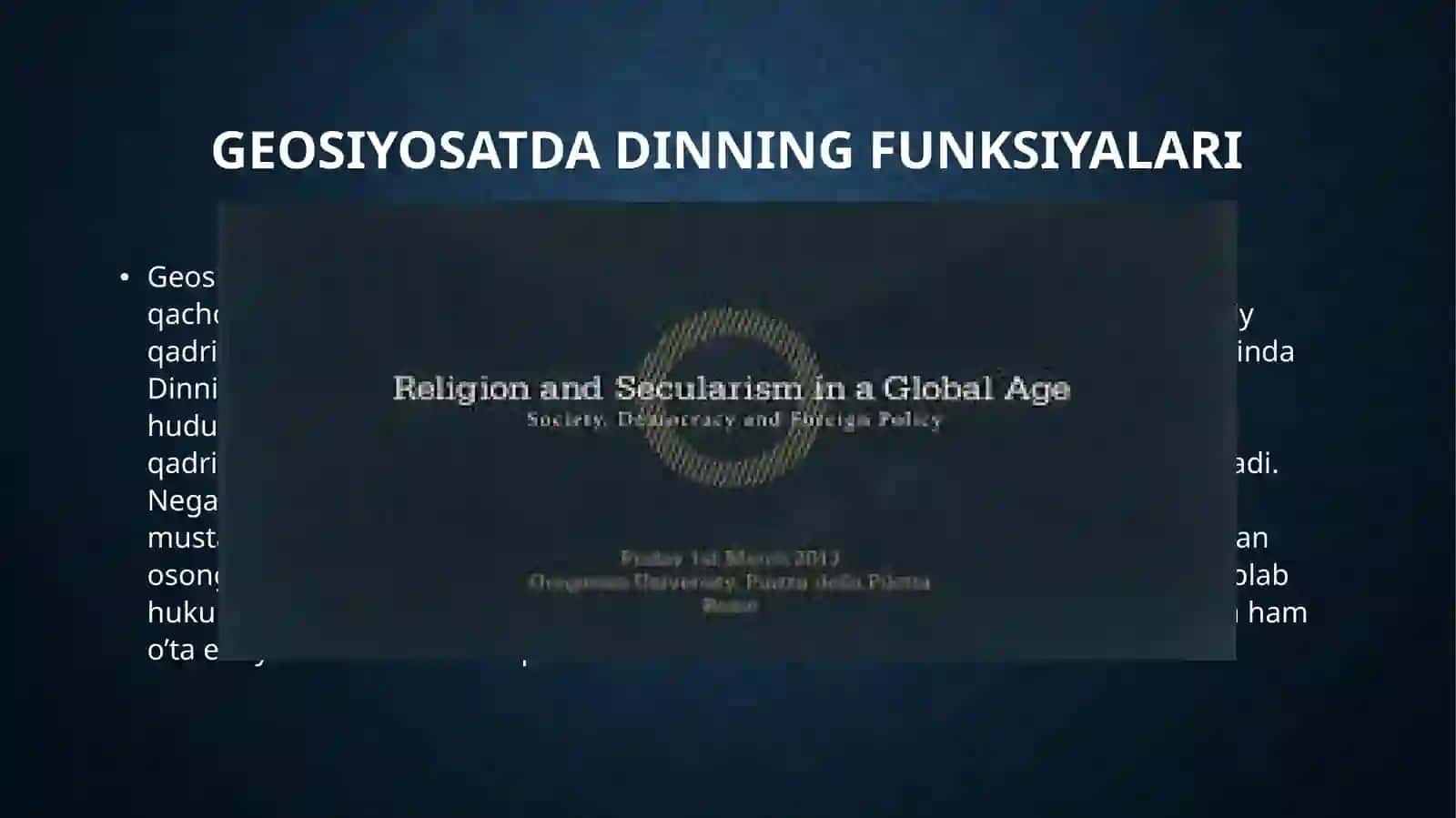 Zamonaviy geosiyosatda  din  tushunchasi 4