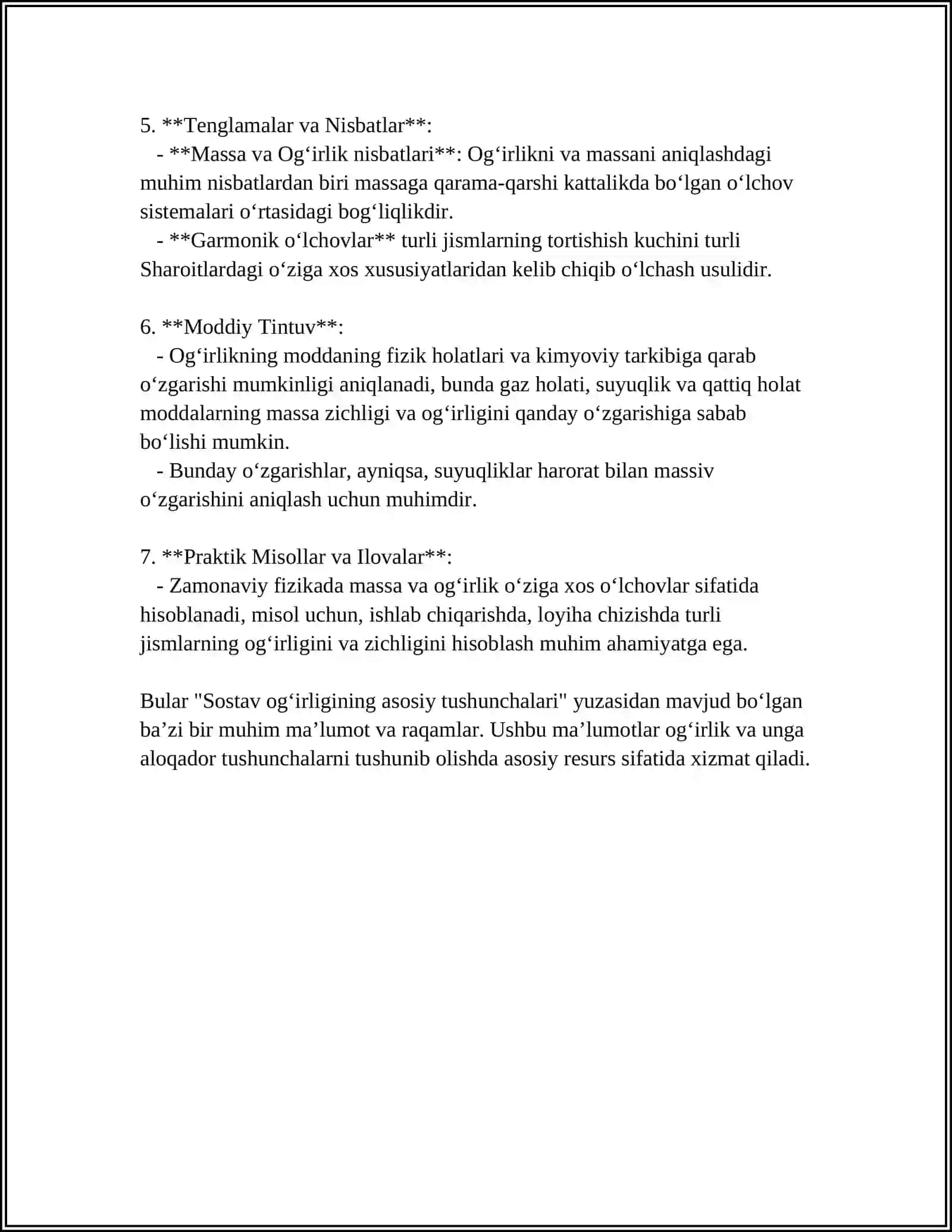 Sostav Og‘irligini Barqaror va Beqaror Bo‘lganda Aniqlash 4