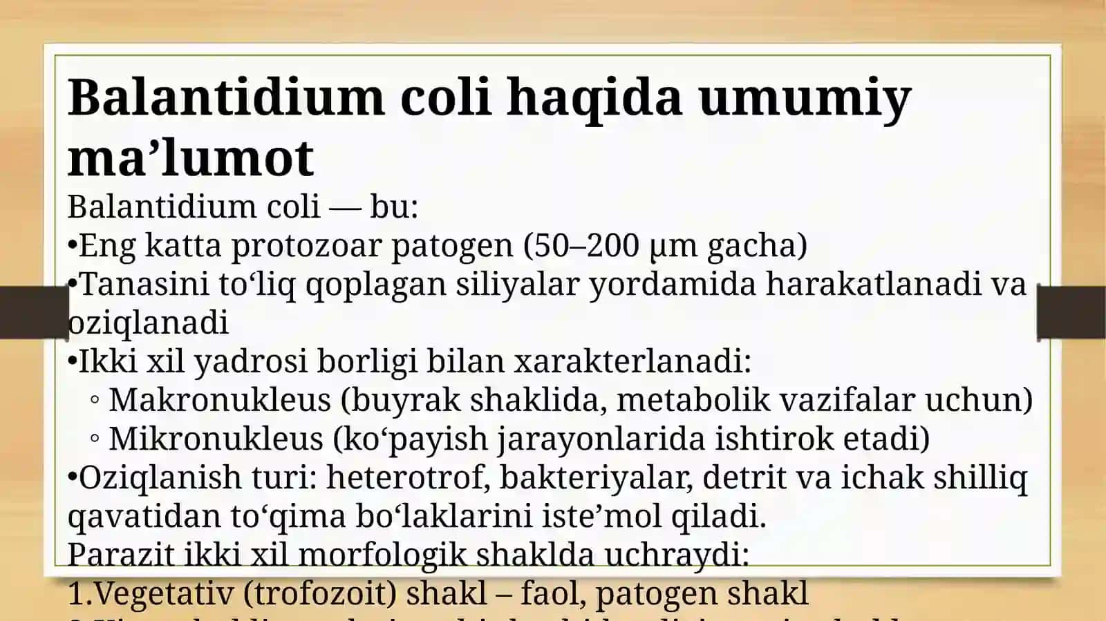 Balantadiaz etiologiyasi, epidemiologiyasi, patogenezi, klinikasi, diagnostikasi, tashxislash va dav 4
