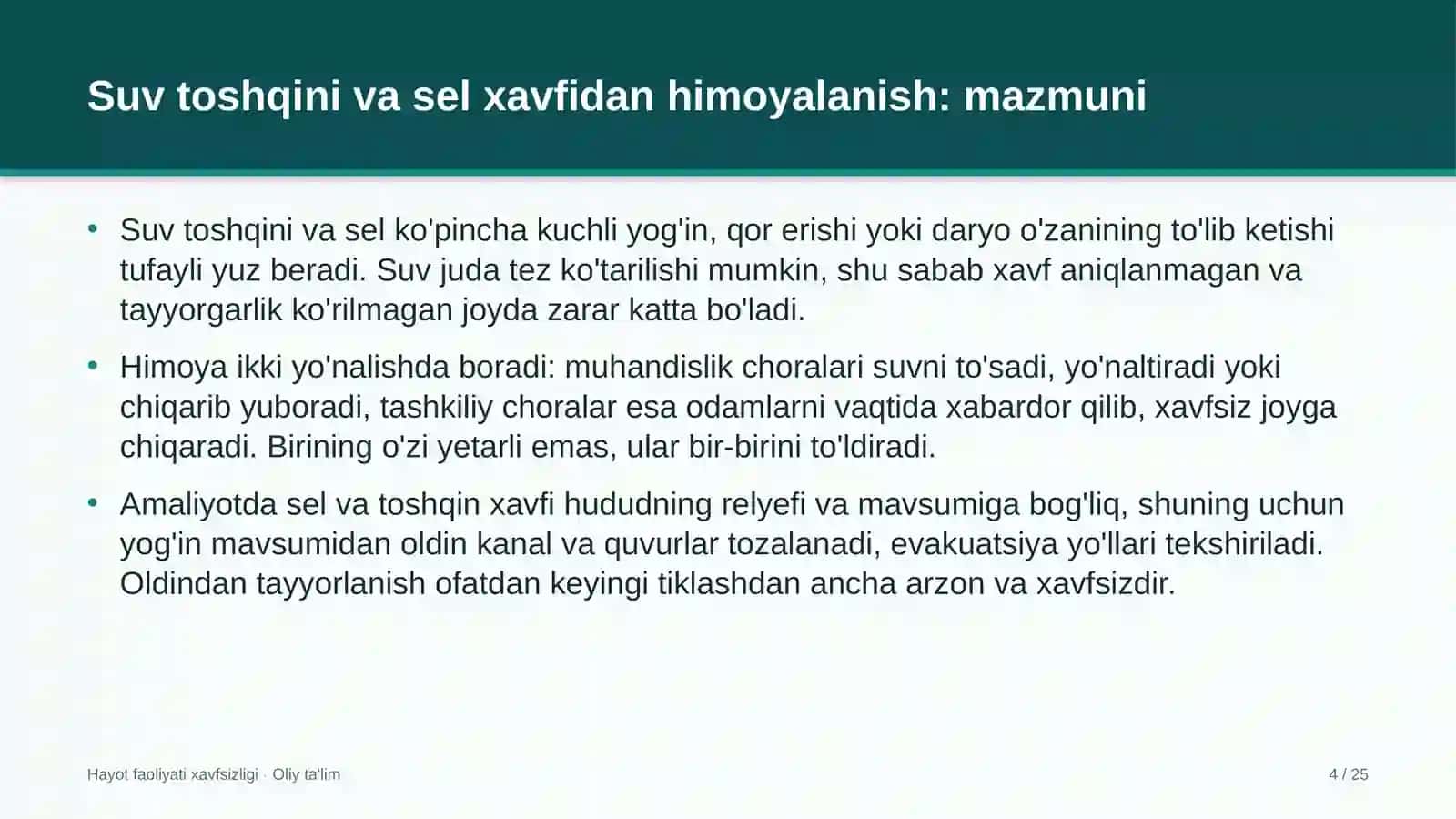 to'qimachilik korxonalarida suv toshqini va sel xavfidan himoyalanish 5946 4