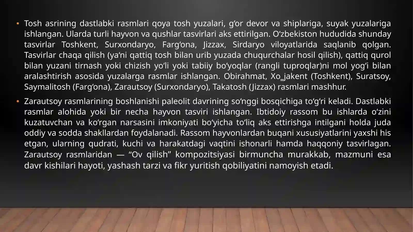 O‘zbekistonning eng qadimgi davr madaniyati va san’ati 4