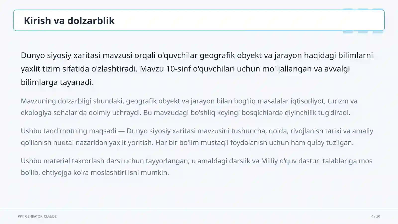Dunyo siyosiy xaritasi (10-sinf) 4