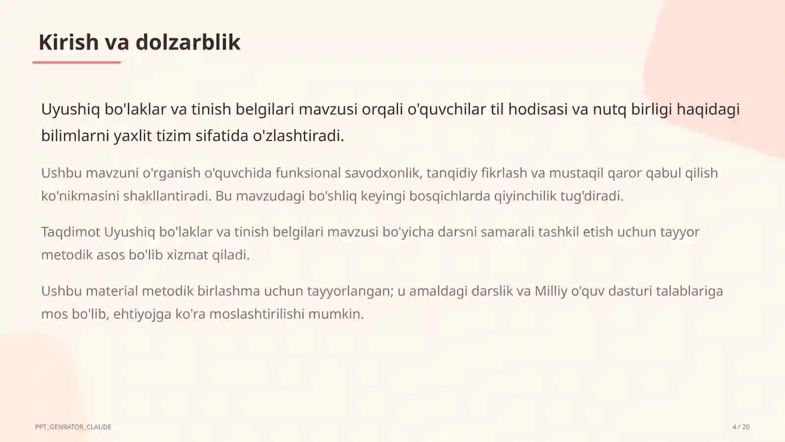Uyushiq bo'laklar va tinish belgilari (8-sinf) 4