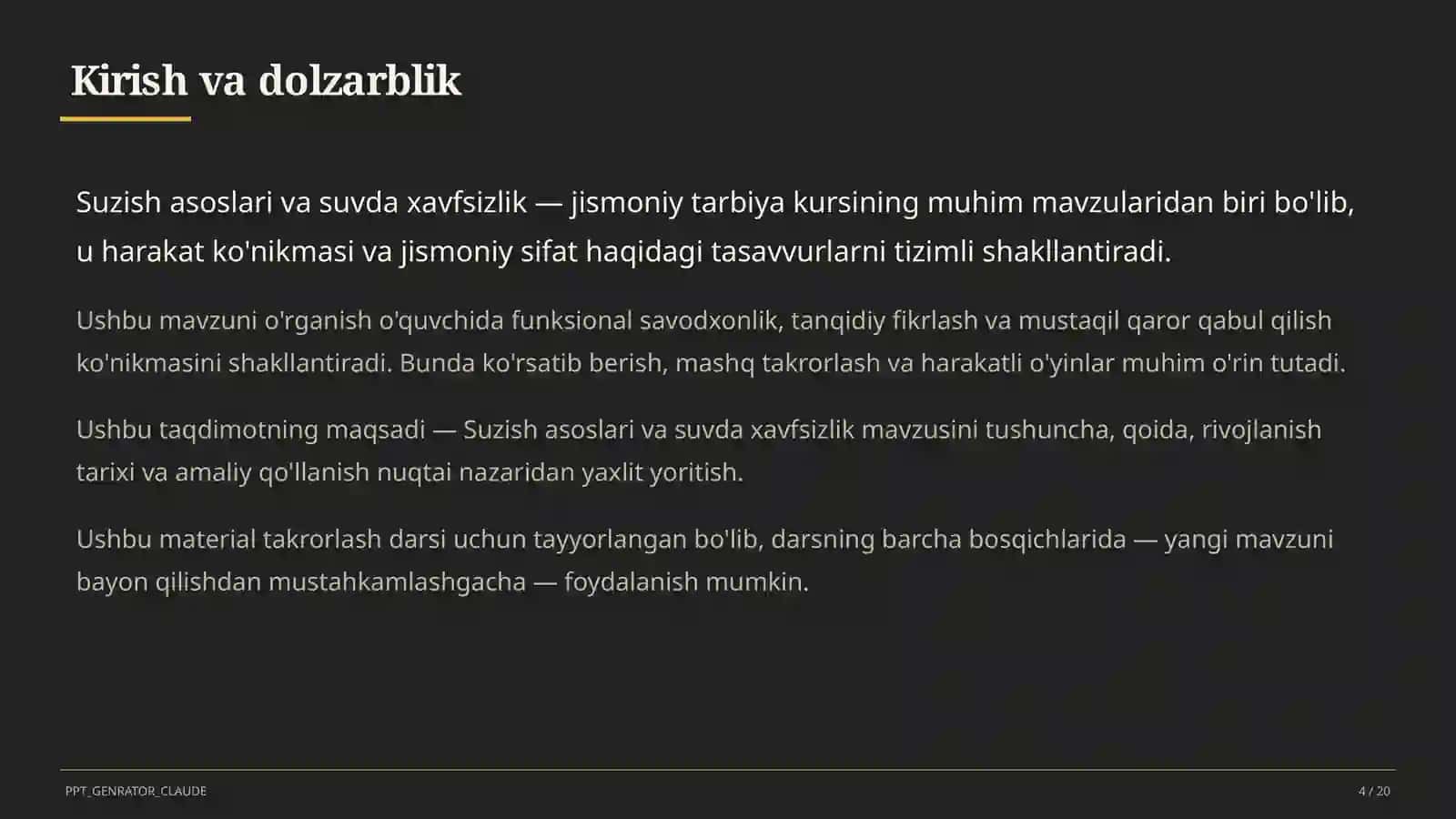 Suzish asoslari va suvda xavfsizlik (6-sinf) 4