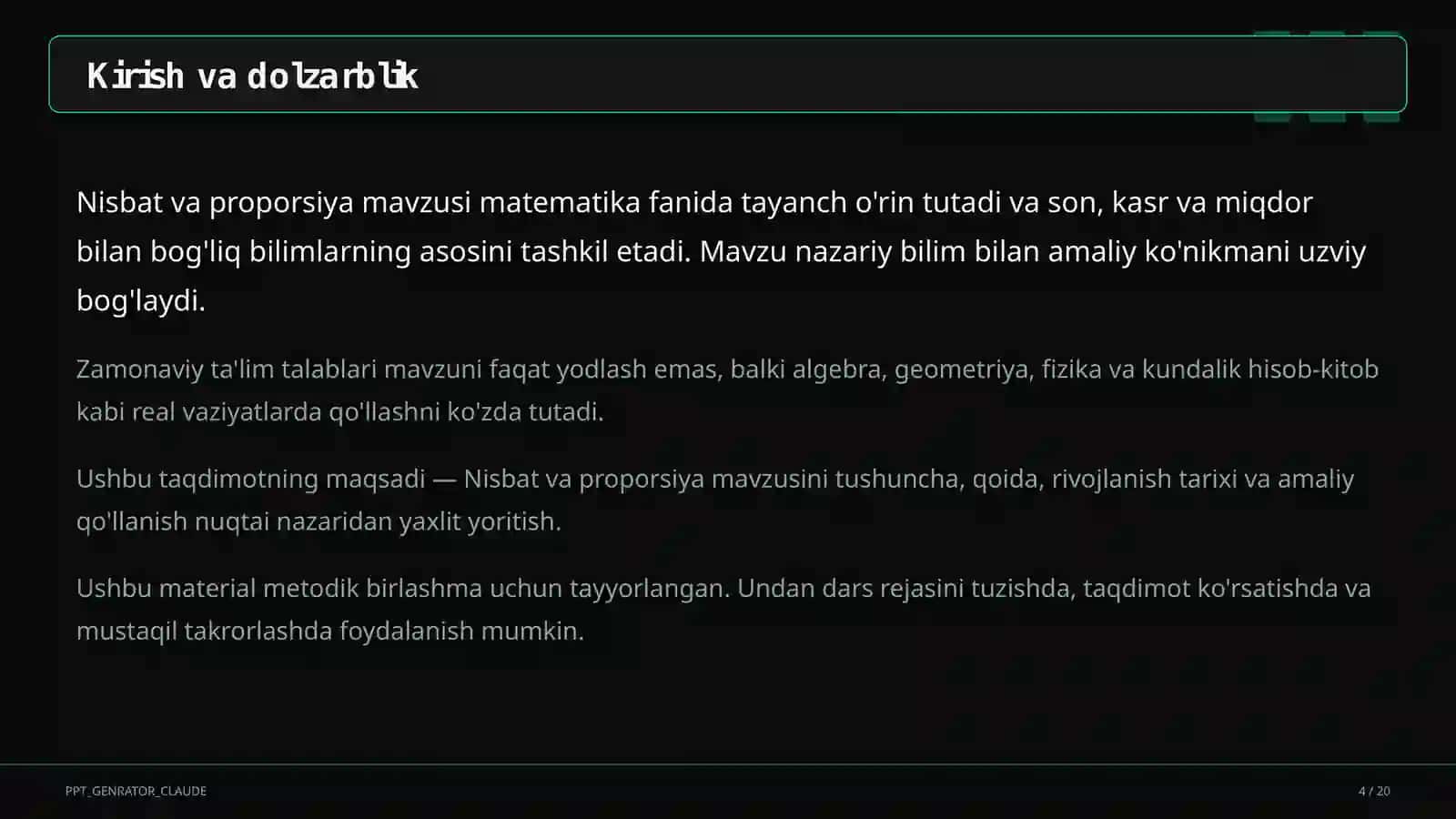 Nisbat va proporsiya (6-sinf) 4