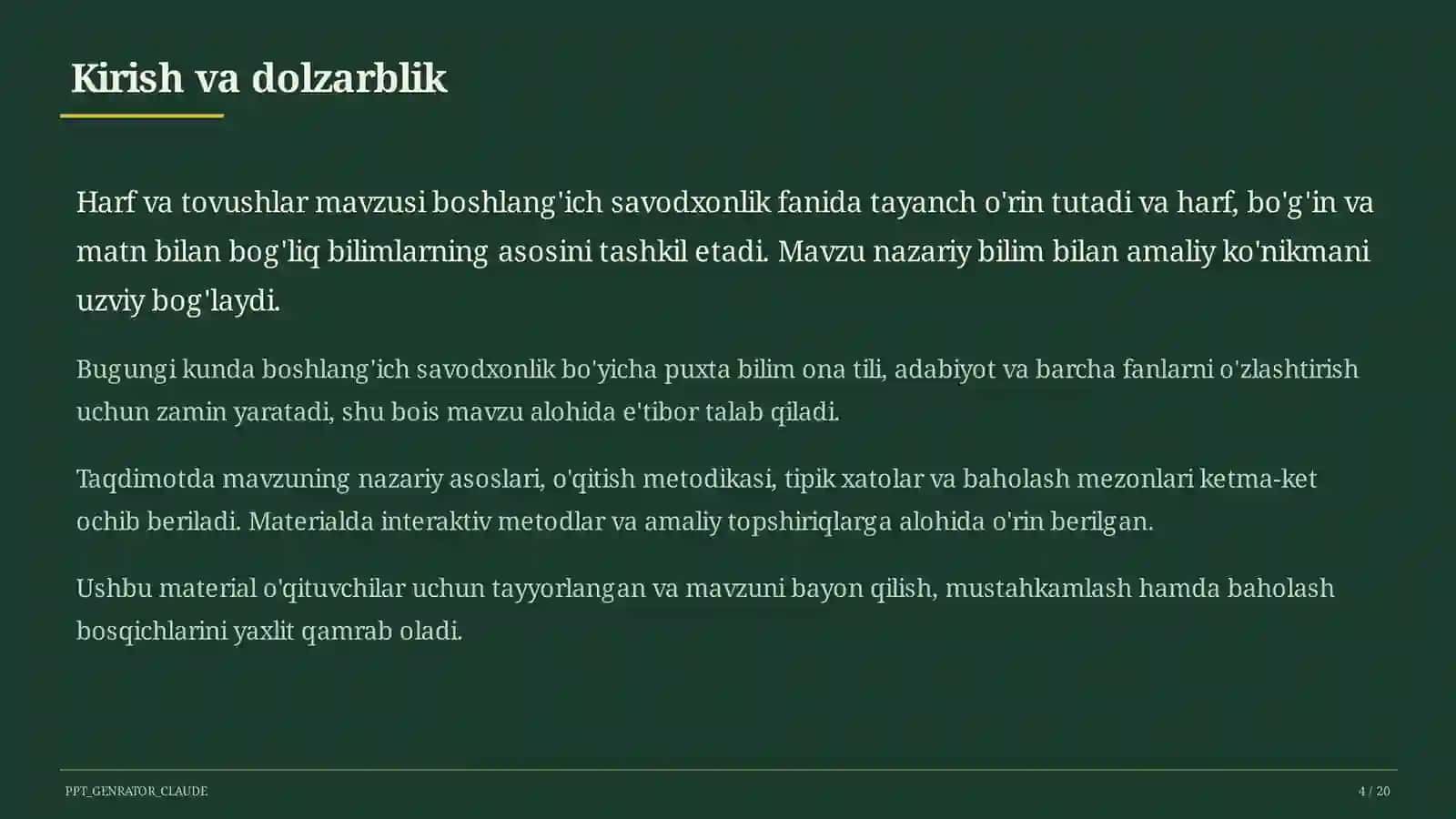 Harf va tovushlar (1-sinf) 4
