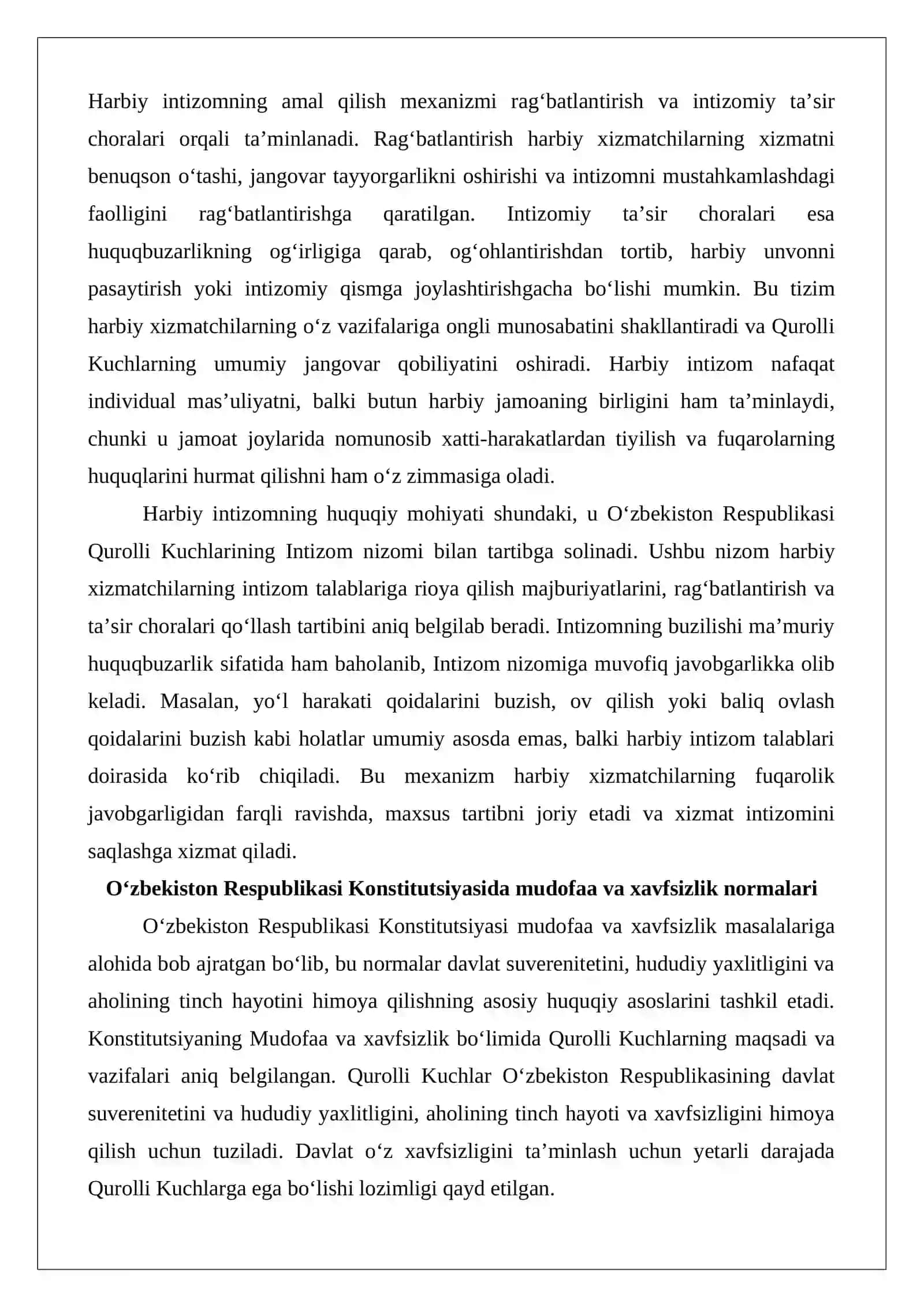 Harbiy xizmatchilar va intizom ustavlari tatbiq etiladigan boshqa shaxslarning javobgarligi 4