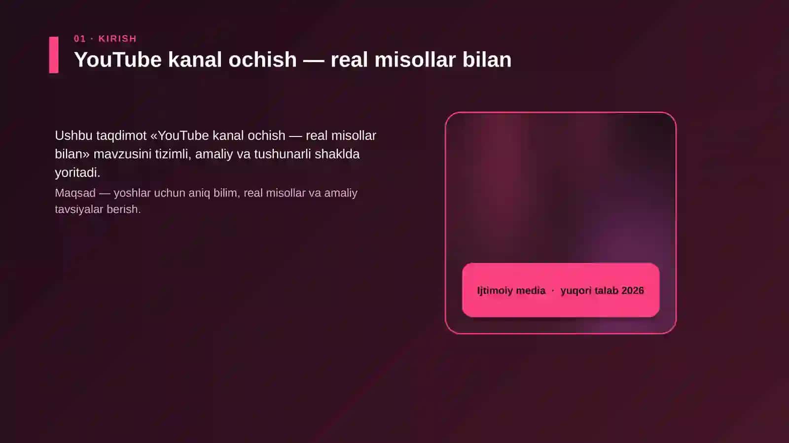 YouTube kanal ochish — real misollar bilan 4