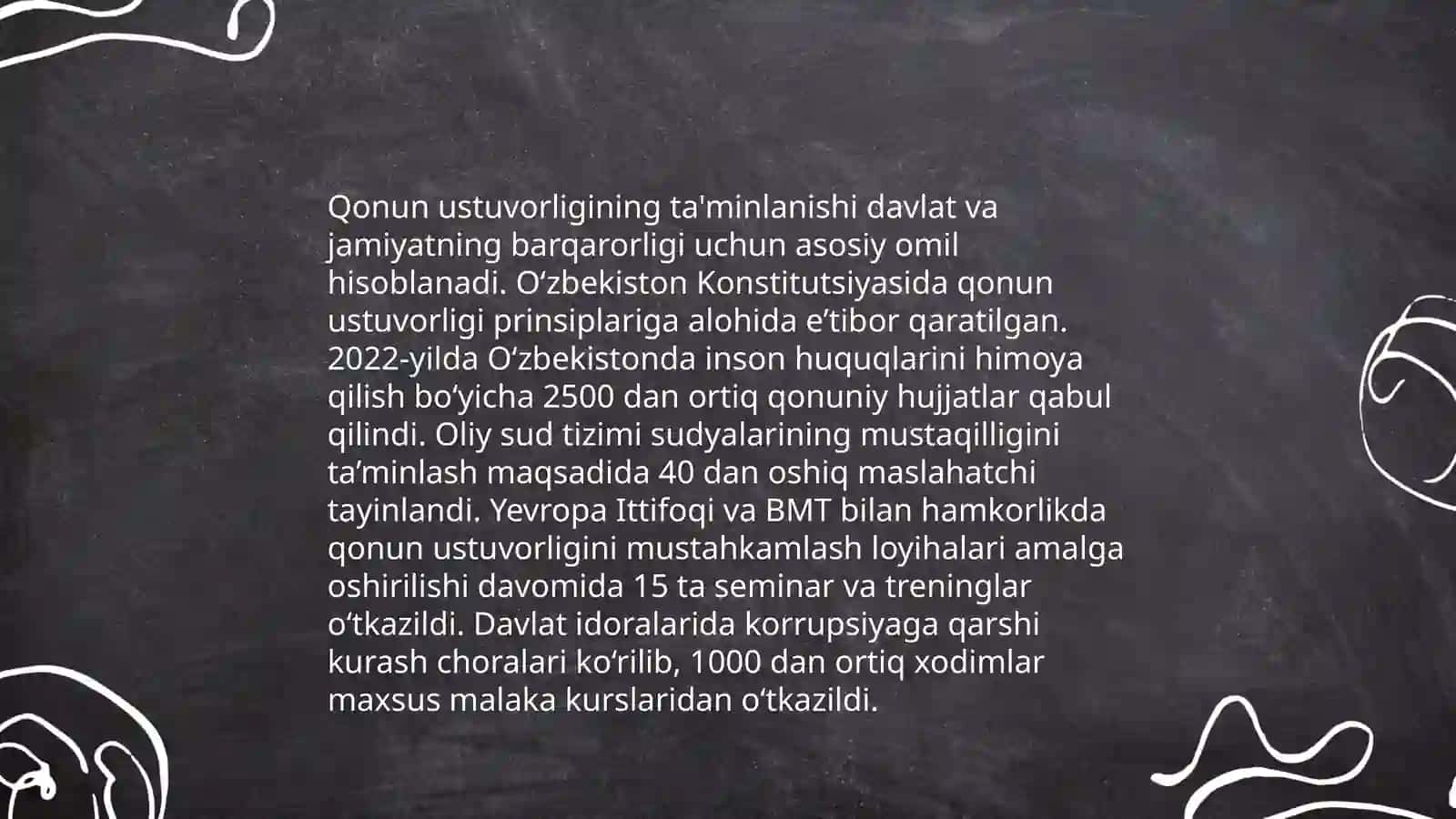 Yangi Oʻzbekistonda Shavkat Miromonovich Mirziyoyev rahbarligi va tashabbusi ostida amalga oshirilayotgan islohotlar 4