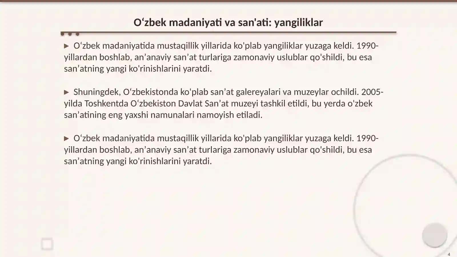 Oʻzbekistondagi maʼnaviy va madaniy hayot 4